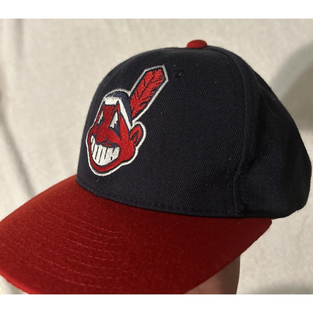 Vintage Cleveland Indians Snapback Hat MLB New Era Chief Wahoo Wool Cap - Picture 6 of 8